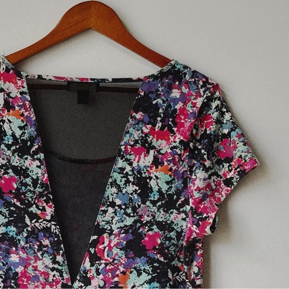 Forever 21 Plus Size 3X Paint Splattered Skater Dress Multicolor Short Sleeve - Picture 4 of 5